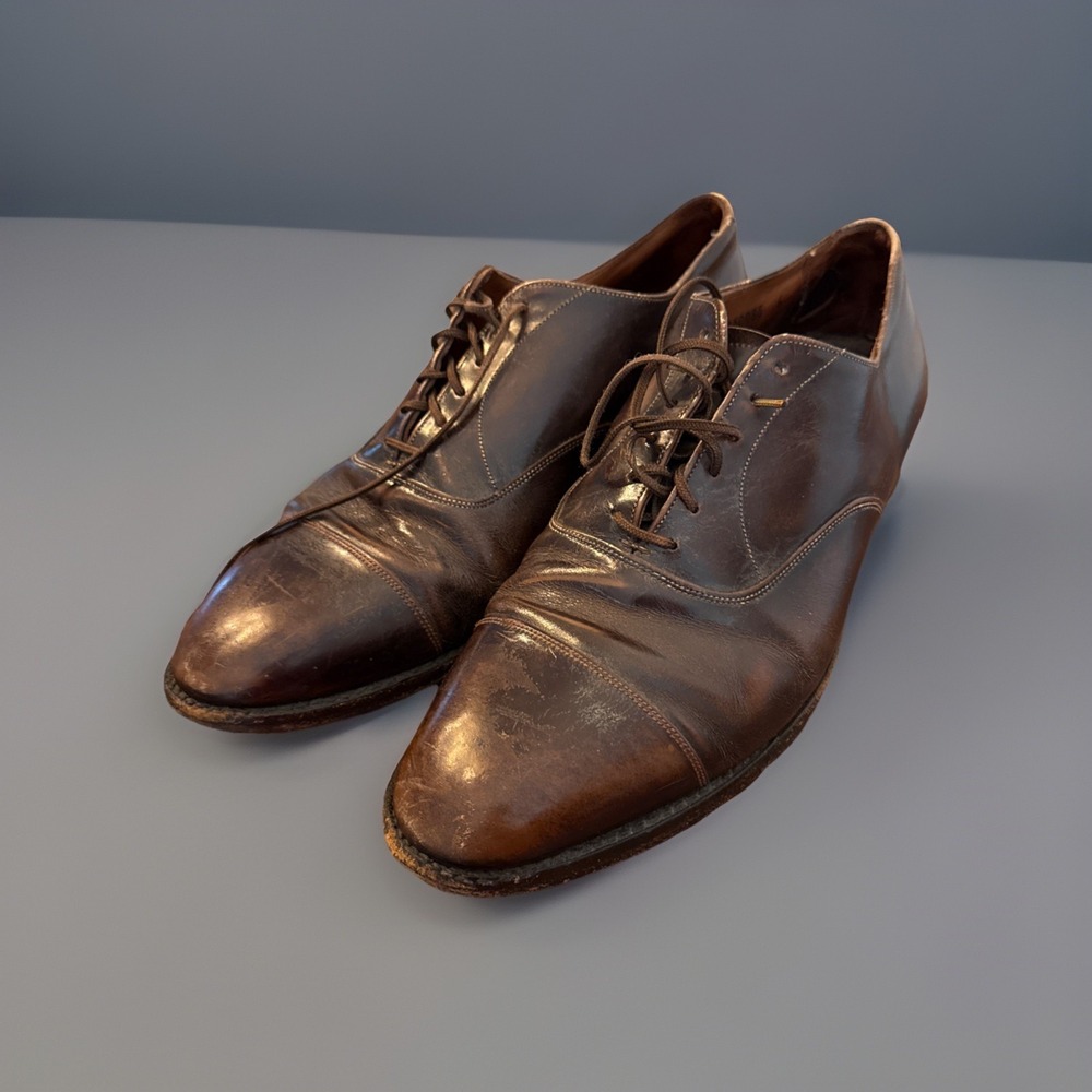 Johnston and Murphy men's brown leather cap toe‎ oxford shoes, 10.5 D